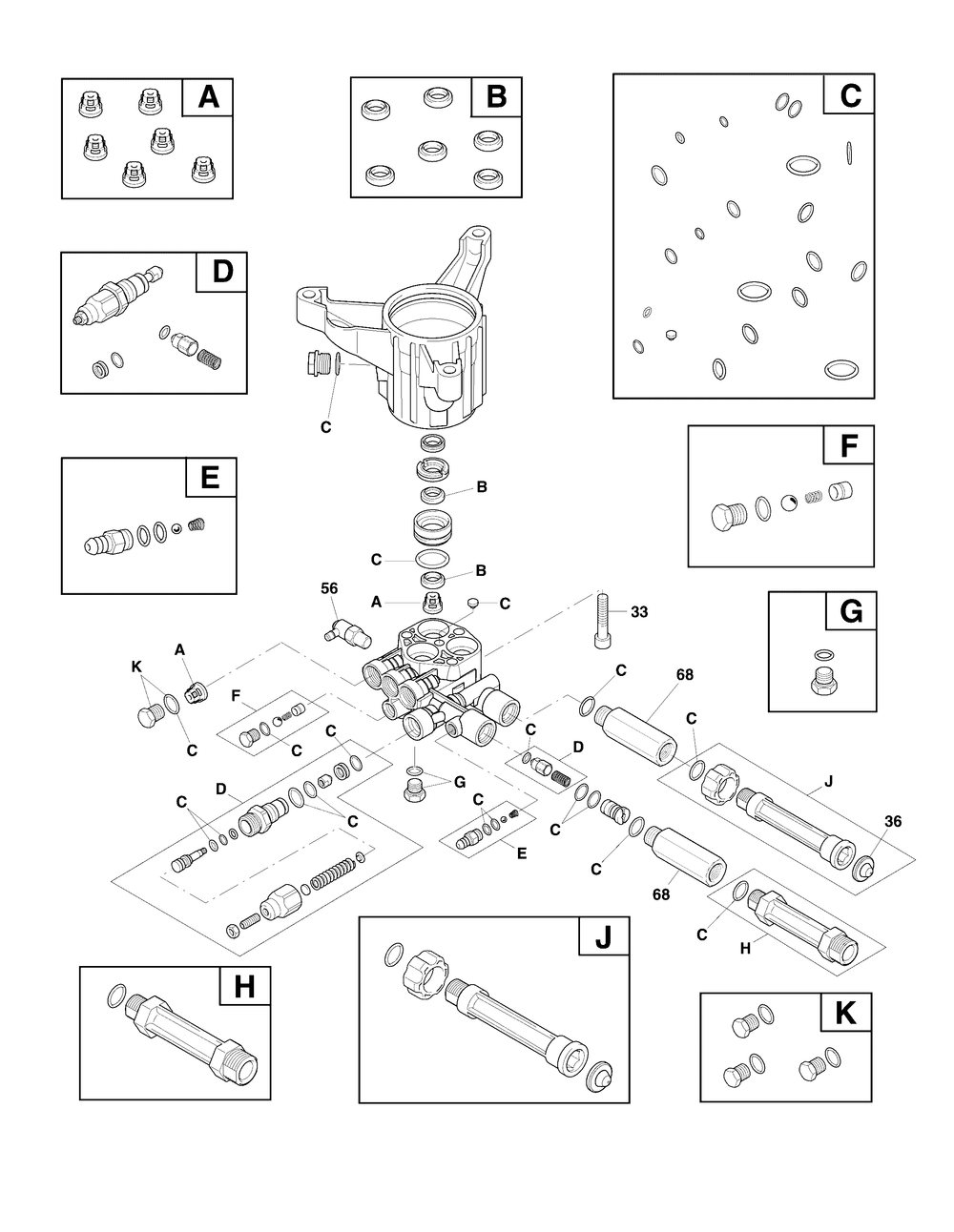 Pump (80022459) Diagram and Parts List for 020685-01  Briggs and Stratton Pressure Washer